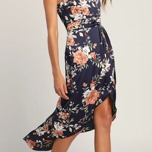 Lulu's Navy Floral High Low Dress